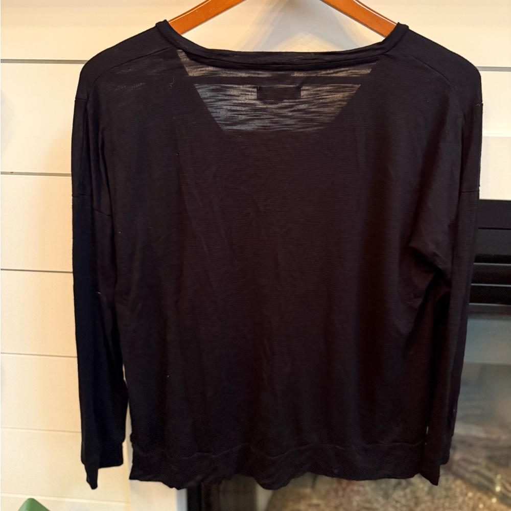 Madewell Black Long Sleeve V-Neck Top women’s small lightweight - Picture 6 of 9